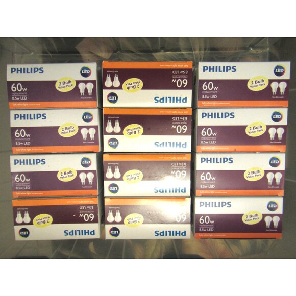 Philips Other - Lot 24 Philips 8.5W 60W Equivalent Soft White (2700K) A19 LED Light Bulbs 2-Pack